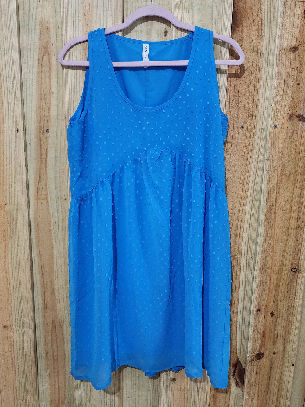 NEW Zenana Sleeveless Swiss Dot Dress Deep Sky Color #QS-7119Y